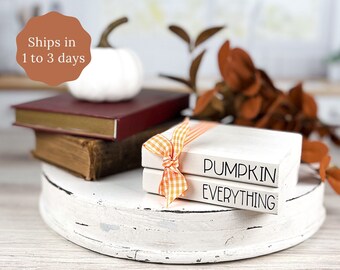 Mini Book Stack Pumpkin Everything - Autumn Tiered Tray Decor - Farmhouse Wooden Books