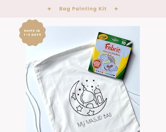 DIY Masjid Drawstring Bag Coloring Kit: Ramadan Kids Craft