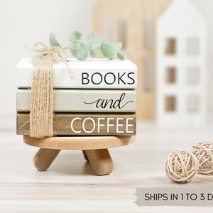 Books and Coffee Farmhouse Books - MINI Wooden Book Stack - Tiered Tray Decor