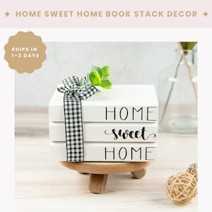MINI Home Sweet Home Book Stack - All Season Tiered Tray Decor - Wooden Books