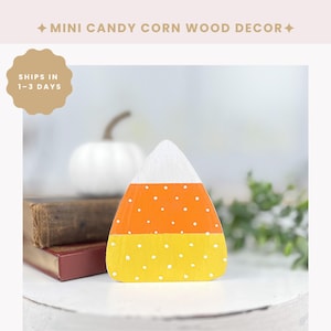 Hand Painted Candy Corn Wood Decor: Fall Farmhouse Tiered Tray Accent