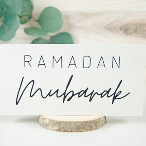 Reversible Ramadan Decoration, Eid Decoration, Small Wood Signs, Muslim Gifts, Mini Wooden House, Islamic Farmhouse Home Decor image 3