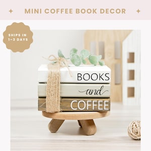 Books and Coffee Farmhouse Books - MINI Wooden Book Stack - Tiered Tray Decor