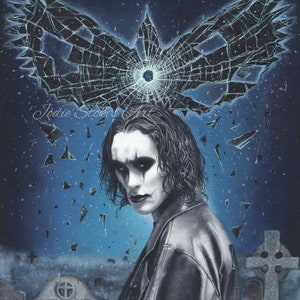 The Crow Art Print| Large 16 x 12 inch Giclée Print Eric Draven| &quot;The Crow Carries the Soul&quot;