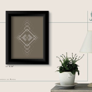 Diamond Geometric Line Art - Color - Digital File for Print