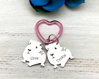Custom Guinea Pig Keychain – Hand Stamped Aluminum, Bag Accessory