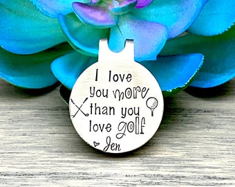 Personalized Golf Ball Marker with Hat Clip – Hand Stamped Gift