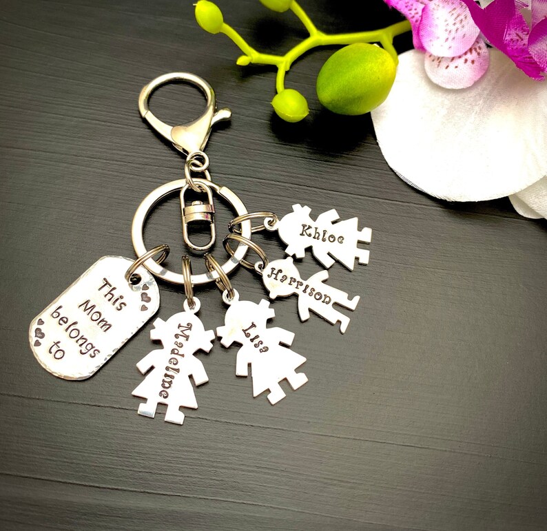 Valentines Day Gift Keychain for MomGrandma This Mom belongs to Family Tree Gift Children/'s Name Keychain Personalized Gift