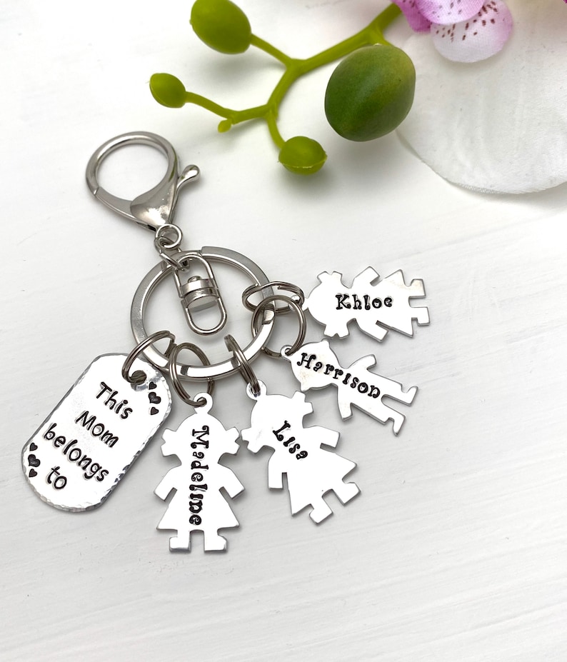 Valentines Day Gift Keychain for MomGrandma This Mom belongs to Family Tree Gift Children/'s Name Keychain Personalized Gift