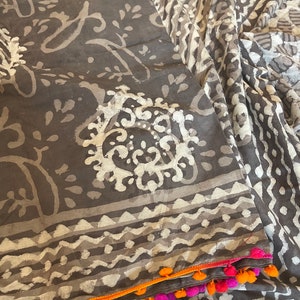 Bio Kashish - Bagru Handblockdruck Pure Mulmul Saree