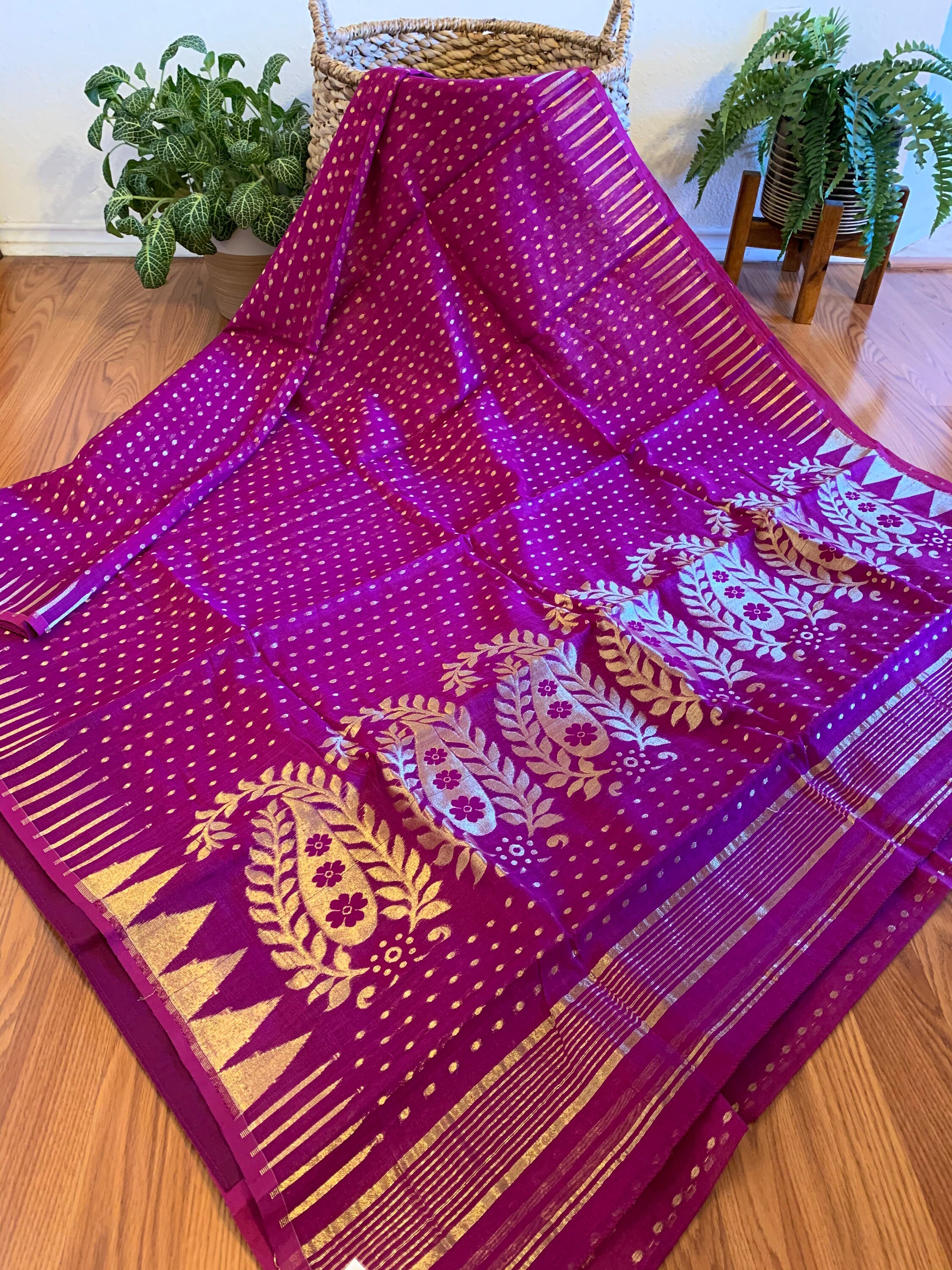 Purple Soft Dhakai Jamdani Saree Etsy