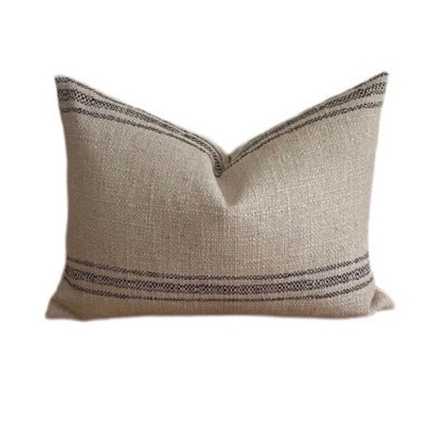 Flowershave357 Burlap Pillow Cover - 18x18 Inch French Grain Sack Replica, Linen/Cotton Blend For Sofa Decor