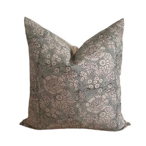 Alyssa | Floral Pillow Cover,  Dusty blue pillow cover, decorative pillow cover, Farmhouse pillow cover, boho pillow cover