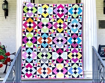 Patrón de edredón "Ojos de Diamante": Diseño de pastel de capas, fácil de usar (Descargar PDF)