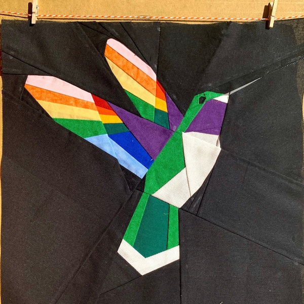 Hummingbird Foundation Paper Pieced Pattern - FPP Rainbow Mini Quilt