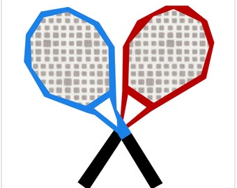 Raqueta de tenis - Colección Let's Play - Patrón de edredón con piezas de papel de base PDF