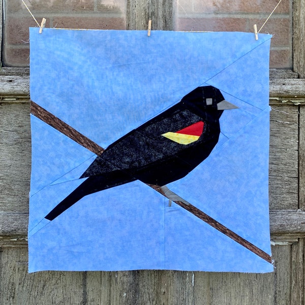 Red Winged Blackbird - Foundation Paper Pieced Quilt Bird Pattern