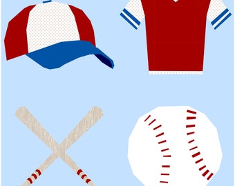 Paquete de bloques de béisbol - Colección Let's Play - Patrón de edredón de piezas de papel de base PDF
