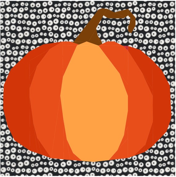 PDF Digital Download Halloween Cute Pumpkin Foundation Paper Piecing FPP Block Pattern Fall Quilt Block Pattern