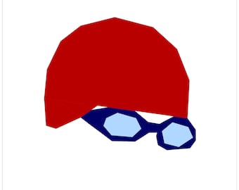 Gorro de natación - Colección Let's Play - Patrón de edredón con piezas de papel de base PDF