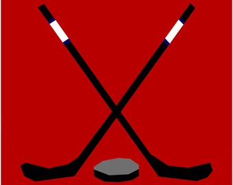 Palos de hockey - Colección Let's Play - Patrón de edredón con piezas de papel de base PDF