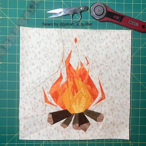 Fireside Foundation Paper Piecing Pattern - Feuer, Sommer, Camping, Lagerfeuer, gemütlicher Herbst Quilt,