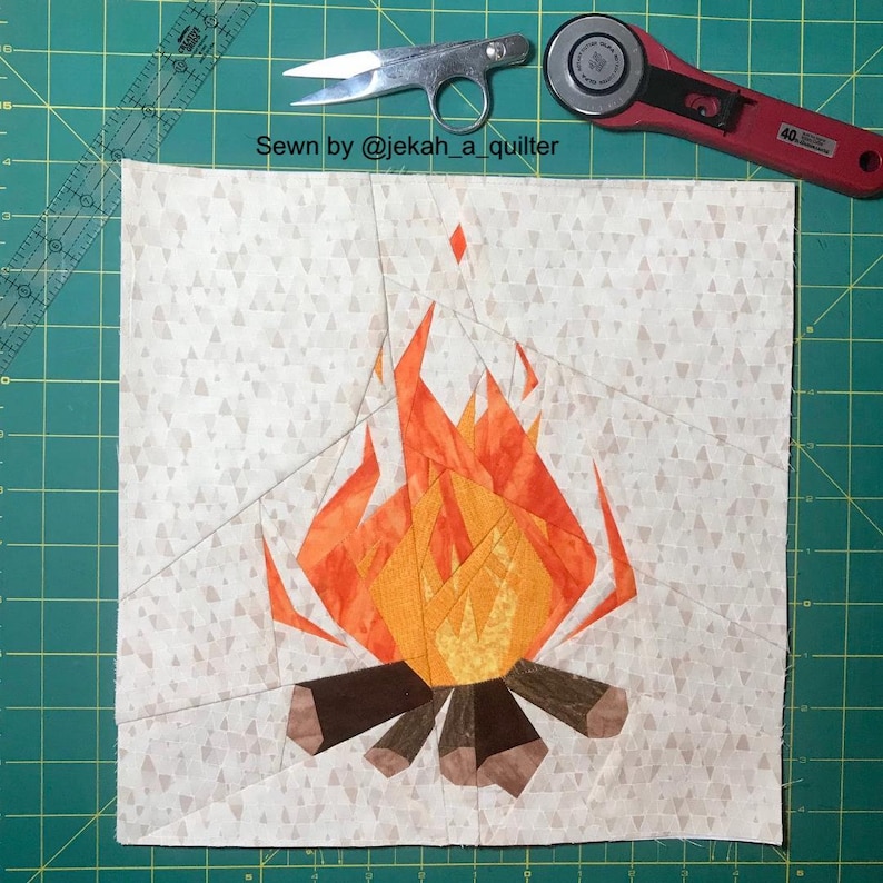 Fireside Foundation Paper Piecing Pattern Fire Summer Etsy Canada