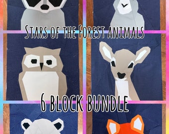 Stars of the Forest Quilt ANIMALS ONLY 6 Block Bundle