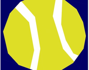 Pelota de tenis - Colección Let's Play - Patrón de edredón con piezas de papel de base PDF