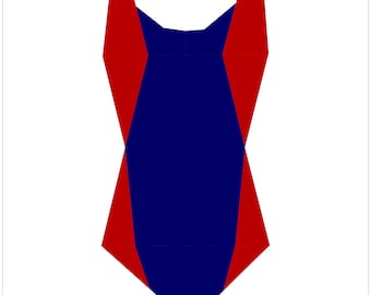 Traje de baño para mujer - Colección Let's Play - Patrón de edredón con piezas de papel de base PDF