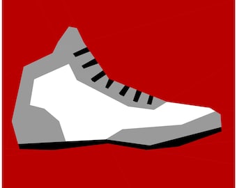 Zapato de tenis alto - Colección Let's Play - Patrón de edredón con piezas de papel de base PDF