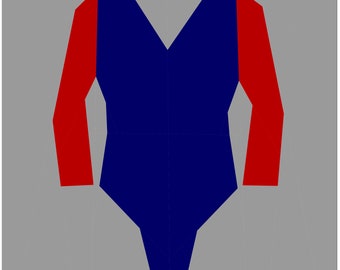 Leotardo de manga larga para mujer - Colección Let's Play - Patrón de edredón con piezas de papel de base PDF