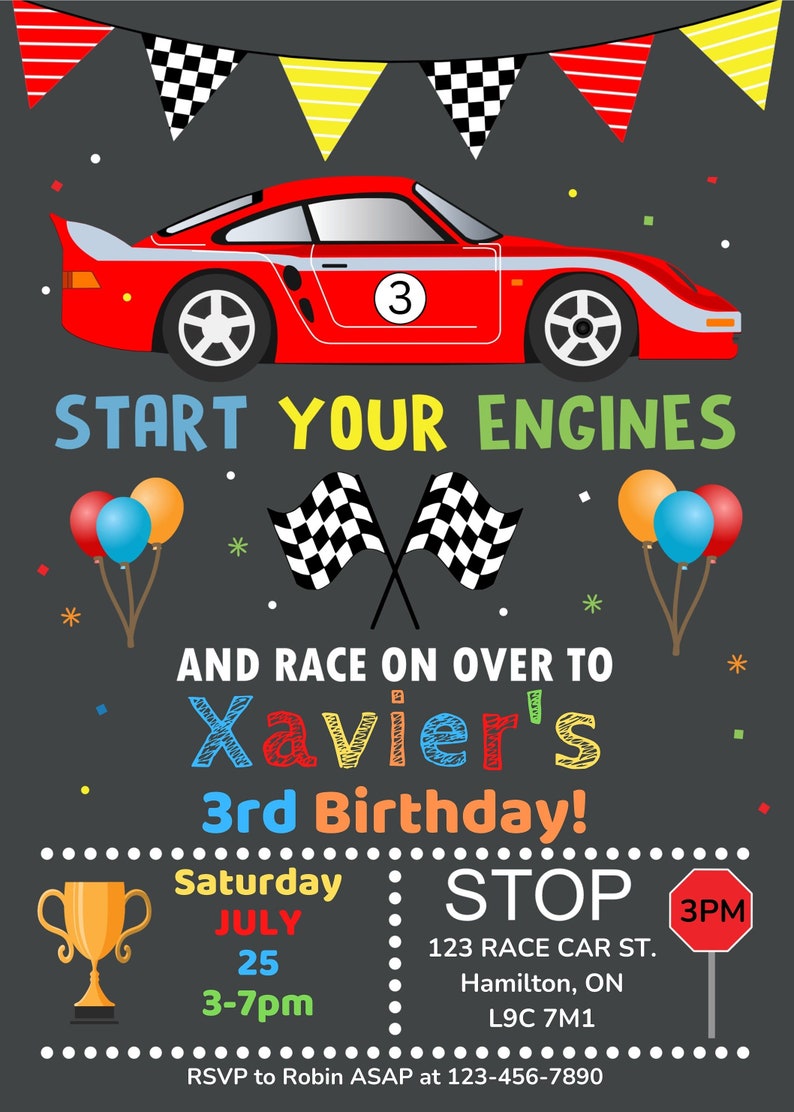 Editable Race Car Birthday Invitation Race Car Invitation - Etsy