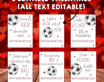 THÈME DE SOCCER MODIFIABLE Cartes de Saint-Valentin pour enfants, cartes de Saint-Valentin imprimables, cartes de Saint-Valentin sur le thème du sport en classe, Saint-Valentin de classe numérique