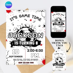 EDITABLE SOCCER Invitation, DIY Invites, Sports Theme Birthday, Soccer Birthday Invitation, Instant Download, Printable Invitations, Soccer