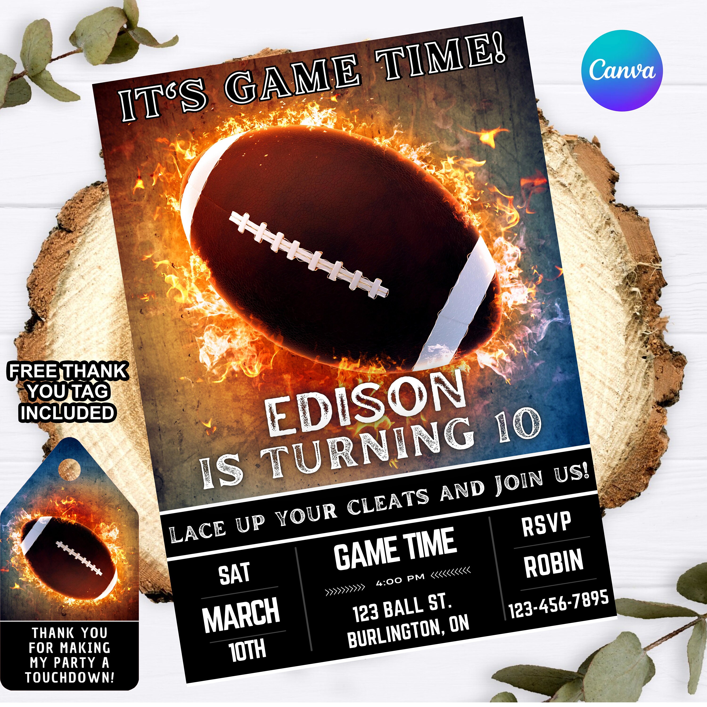 Editable Football Birthday Invitation, Football Birthday Printable ...