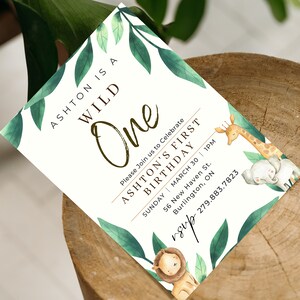 EDITABLE Safari Birthday Invitation, Wild One Invite,  1st Birthday Invite, Jungle, Safari Animals, Printable Invitation, Wild One Template