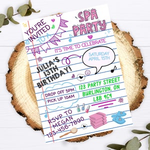 EDITABLE SPA Party Invitation, Spa Party, Makeover Party, Birthday Girl Pink Invitation,  Printable Invite Template, ANY age, diy, Hair Nail