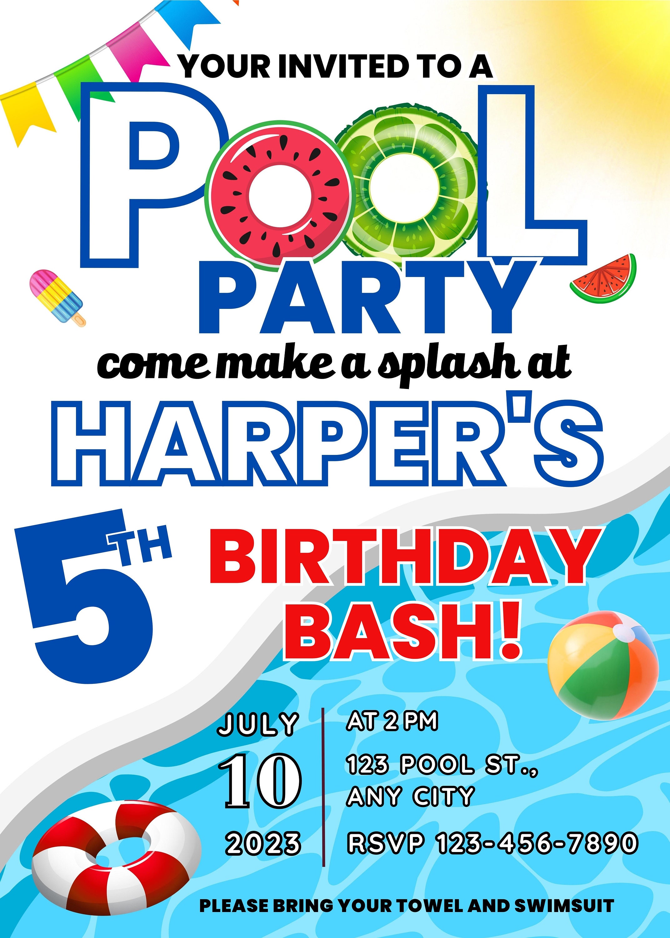EDITABLE Pool Party Invitation Pool Party Birthday - Etsy Canada
