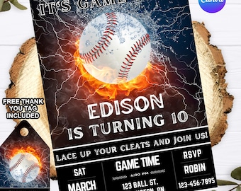 Baseball Party Invitation, It's Game Time Invitation, Printable Baseball Party Invite, Boy party, Sport Invitation, Sport theme, Printable