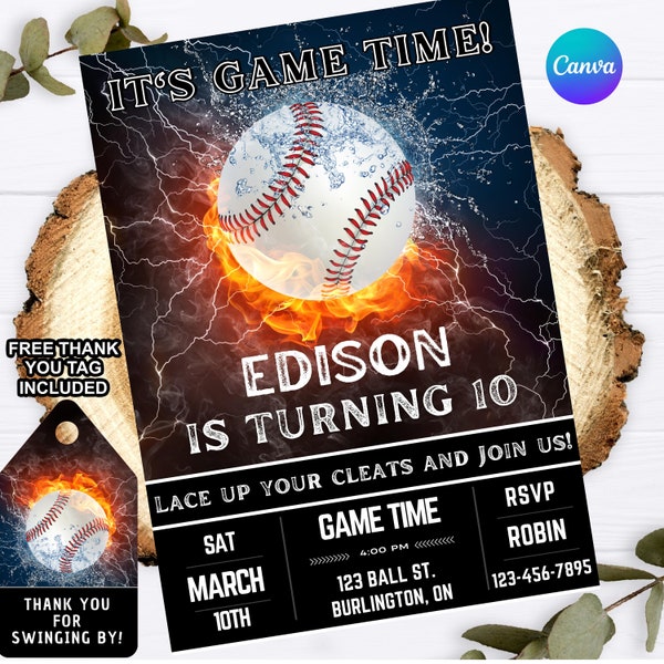 Baseball Party Invitation, It's Game Time Invitation, Printable Baseball Party Invite, Boy party, Sport Invitation, Sport theme, Printable