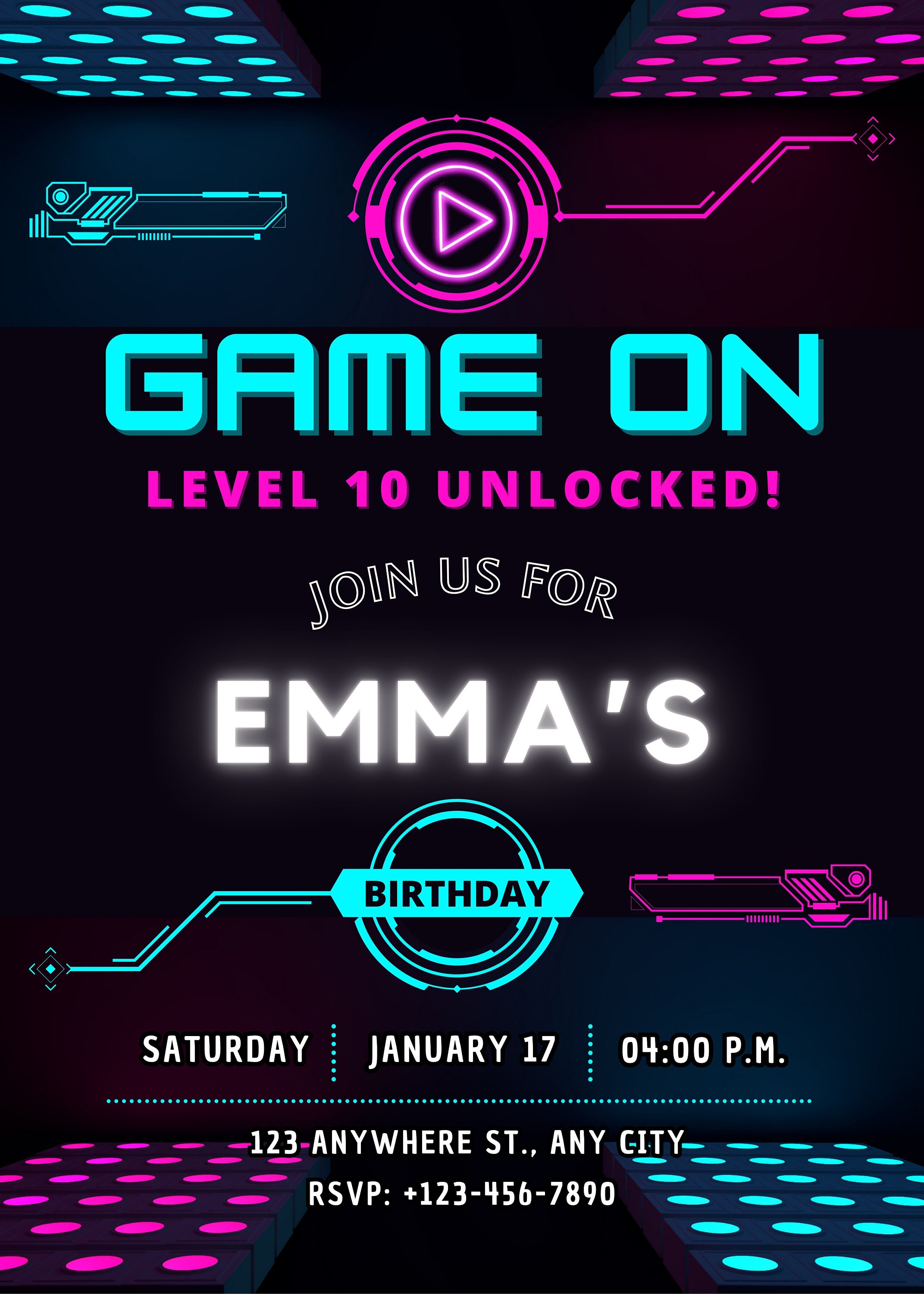 EDITABLE Gamer Girl Invitation, Game On! Customizable Gaming Invitation ...
