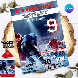 Invitation de hockey modifiable ITS GAME, anniversaire sur le thème du hockey, Invitation de hockey pour garçons, Invitation de hockey imprimable, téléchargement numérique