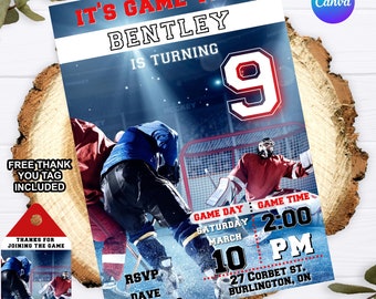 EDITABLE ITS GAME Time Hockey Invitation, Hockey Themed Birthday, Boys Hockey Invitation, Printable Hockey Invitation, Digital download