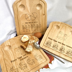 Personalised Dippy Egg and Toast Board, Dino Eggs, fairy eggs, Breakfast Board, Fun for Kids, Custom With Name, Easter Gift, Egg Cup Tray