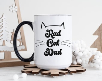 Cat Dad Mug, Black Cat Coffee Cup, Perfect Gift for Kitty Daddy, Pet Parent, Boyfriend, or Animal Lover