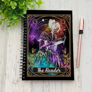 Cute Reading and Book Notebook, Floral Spiral Ruled Line Journal, Great Gift for Book Nerd, Librarian, or Witch