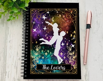 The Lovers Tarot Journal, Celestial Galaxy Witchy Spiral Ruled Line Journal, Great Gift for Her, Astrologer, Witch