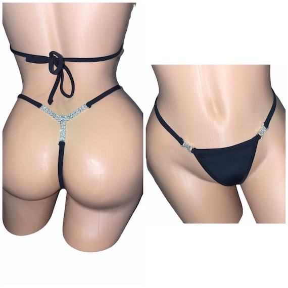 Sexy Micro Thong Bikini Bottom / Lingerie// Micro Black Thong