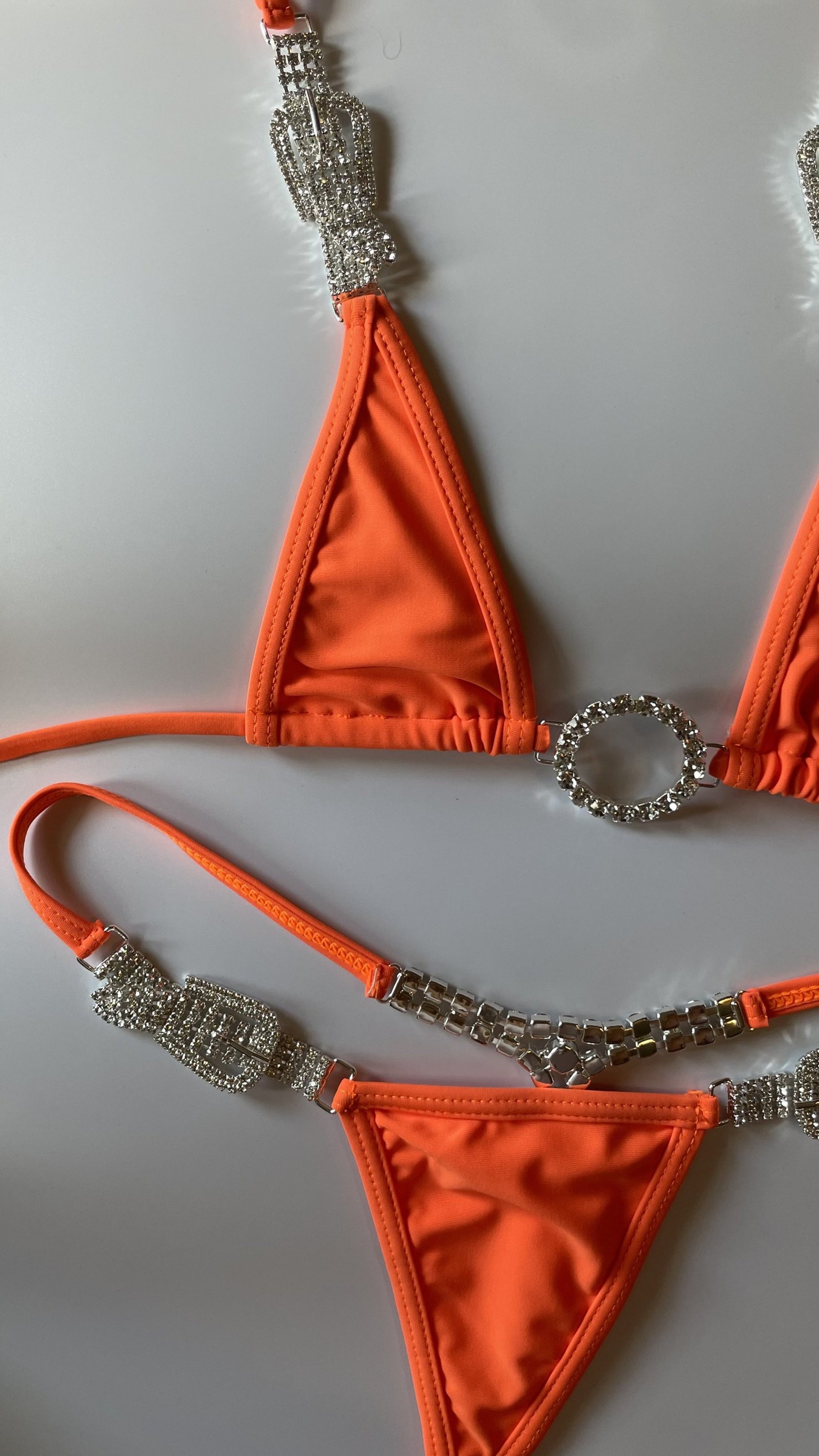 Sexy Micro Thong Swimwear With Rhinestones/ Lingerie/ Orange Swimsuit